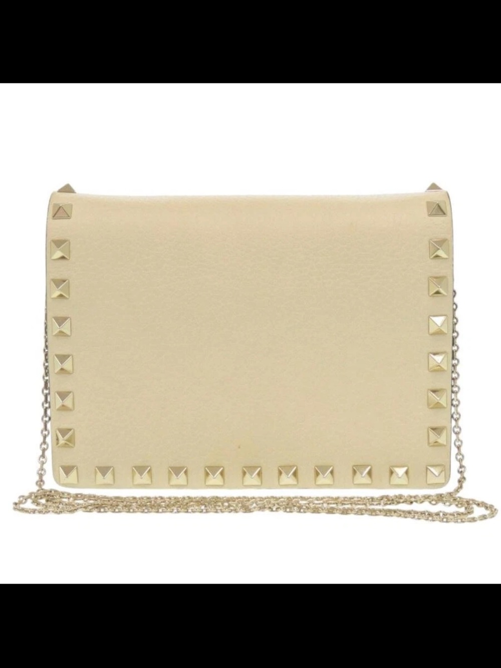 Valentino Garavani Cream Crossbody with Gold Pyramid Studs